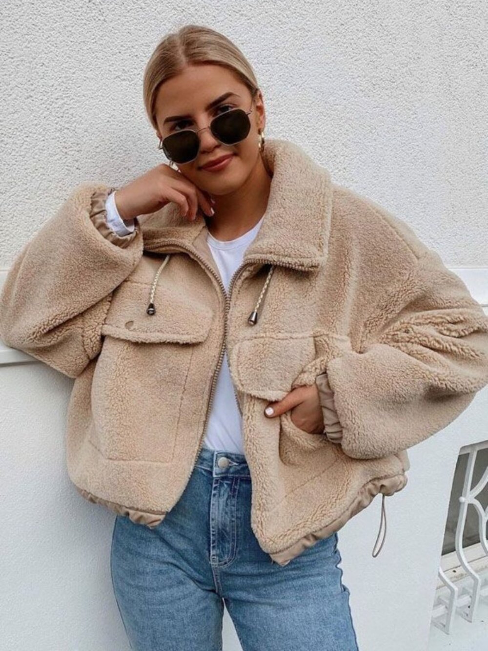 Zara Cropped Teddy Jacket Sz. Small